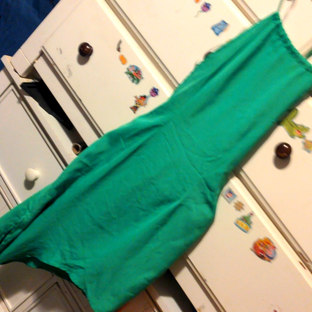Green halter top asymmetric dress